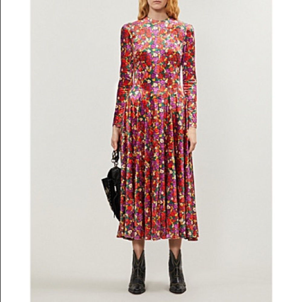 Free People Long Sleeve Velvet Midi Dress XS